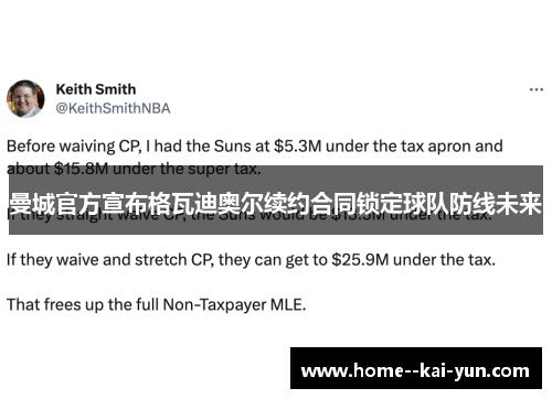 曼城官方宣布格瓦迪奥尔续约合同锁定球队防线未来 曼城官方宣布格瓦迪奥尔续约合同锁定球队防线未来